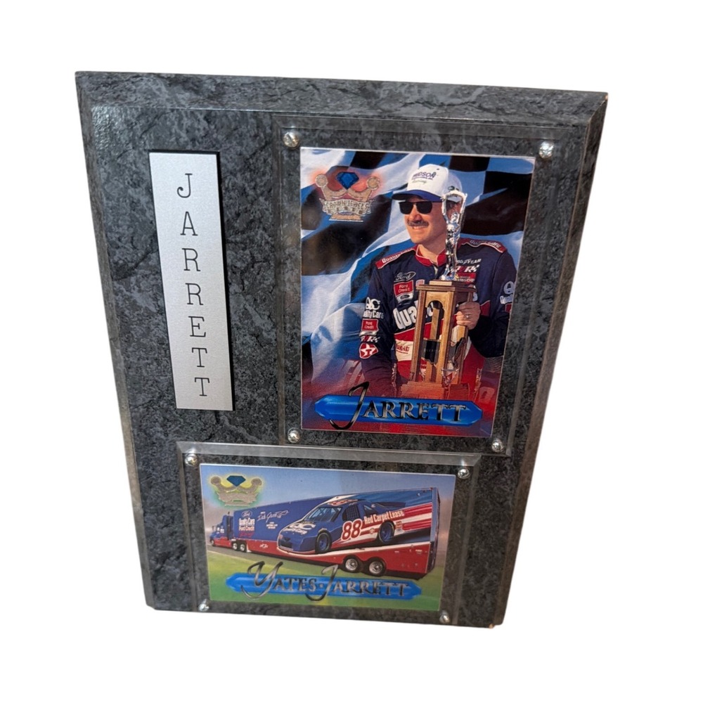 Dale Jarrett NASCAR 88 Racing Plaque Wood Marble Finish Wall Decor GUC